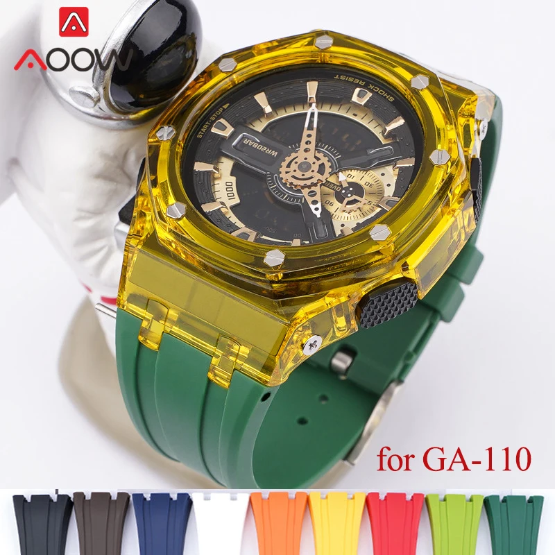 

Rubber Strap Transparent Bezel for Casio G-SHOCK GA-100 120 GD-100 GLS-100 Men Bracelet Watch Band Protective Case Refit Kit