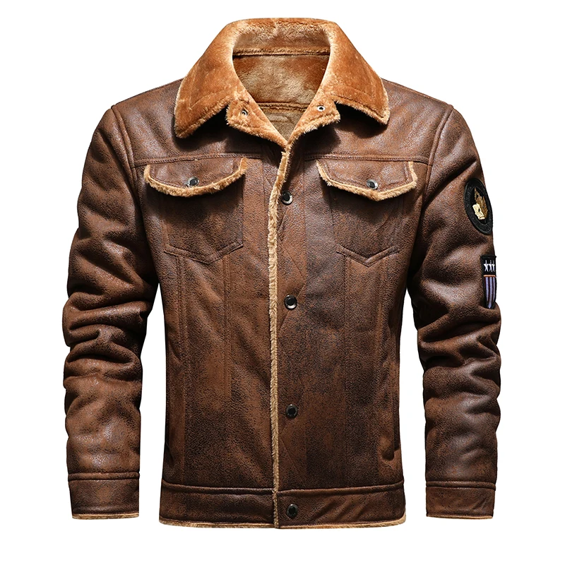 New Autumn Military Bomber Leather Jacket Men Winter Thick Fleece Motor Biker Men Leather Jacket Coat Vintage Embroidery Outwear
New Autumn Military Bomber Leather Jacket Men Winter Thick Fleece Motor Biker Men Leather Jacket Coat Vintage Embroidery Outwear