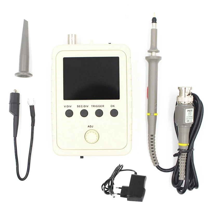 DIY Digital Oscilloscope Kit Assembled Digital Oscilloscope with P6100 Probe 9V 1A Power Adapter EU Plug
DIY Digital Oscilloscope Kit Assembled Digital Oscilloscope with P6100 Probe 9V 1A Power Adapter EU Plug