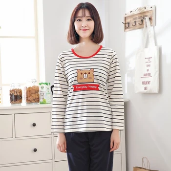 2020 Autumn Couples Casual Striped Cotton Pajama Sets For Women Long Sleeve Cartoon Pyjama Men Loungewear Homewear Home Clothing 
2020 Autumn Couples Casual Striped Cotton Pajama Sets For Women Long Sleeve Cartoon Pyjama Men Loungewear Homewear Home Clothing
