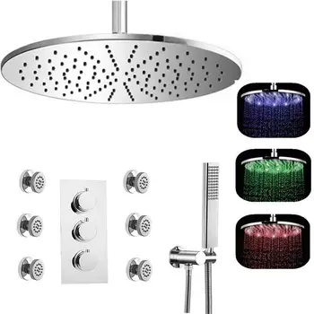 Luxury Wall Mount Bathroom16" Round Rain Shower Head,6 PCS Spa round Body Massage And handheld shower Complete Shower System set
Luxury Wall Mount Bathroom16" Round Rain Shower Head,6 PCS Spa round Body Massage And handheld shower Complete Shower System set