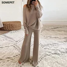 Fashion Women's 2-piece Long-sleeved Suit Knitted Sweater Pullover Wide-leg Pants Ladies Round Neck Casual Suit Tracksuit
Fashion Women's 2-piece Long-sleeved Suit Knitted Sweater Pullover Wide-leg Pants Ladies Round Neck Casual Suit Tracksuit