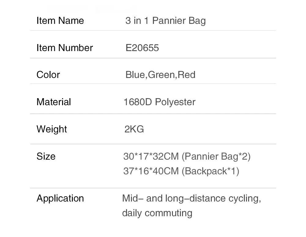 Rhinowalk 3 IN 1 Bicycle Rear Rack Seat Trunk Bag 70L MTB Road Bike Multifunctional Luggage Carrier Bag 3 Colors with Rain Cover (13)