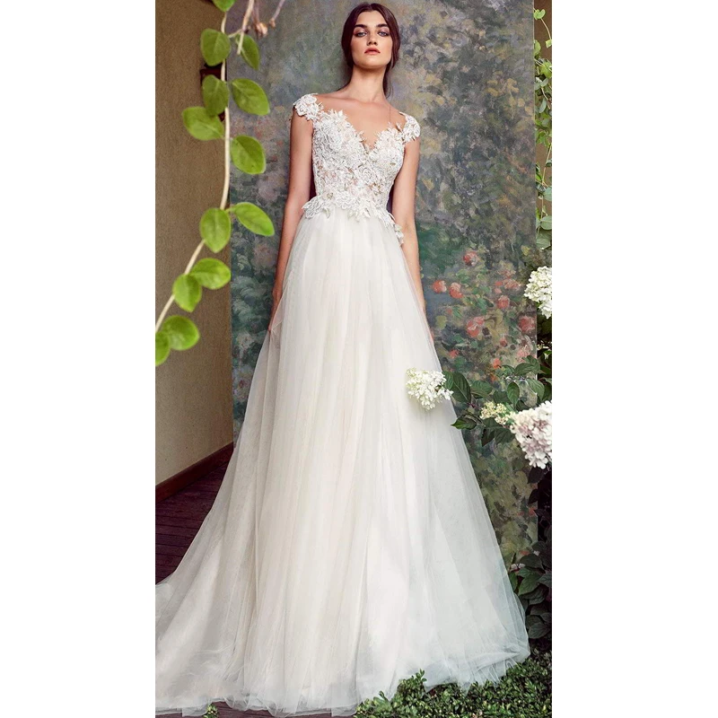 Verngo Beach Wedding Dress A line Weeding Dresses Lace Tulle Wedding Gown Backless Elegant Bride Dress Vestidos De Novia 2020
Verngo Beach Wedding Dress A line Weeding Dresses Lace Tulle Wedding Gown Backless Elegant Bride Dress Vestidos De Novia 2020