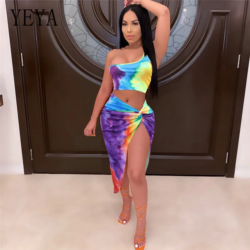 YEYA Square Neck Backless Tie-Dye Print Crop Tops High Waist Side Split Mid-Calf Skirt Club Party Outfits Women Two Pieces Set
YEYA Square Neck Backless Tie-Dye Print Crop Tops High Waist Side Split Mid-Calf Skirt Club Party Outfits Women Two Pieces Set