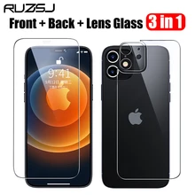 RUZSJ 3 in 1 Front and Back Tempered Glass On For iPhone 12 Pro Max Screen Protector + Camera Lens Glass For iPhone 12 Pro mini RUZSJ 3 in 1 Front and Back Tempered Glass On For iPhone 12 Pro Max Screen Protector + Camera Lens Glass For iPhone 12 Pro mini