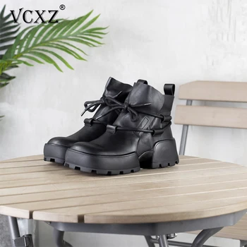 VCXZ 2020 New Genuine Leather Lace-up Women Shoes Handmade Retro Casual fashion girls cowhide Ankle women's Solid color Boots
VCXZ 2020 New Genuine Leather Lace-up Women Shoes Handmade Retro Casual fashion girls cowhide Ankle women's Solid color Boots