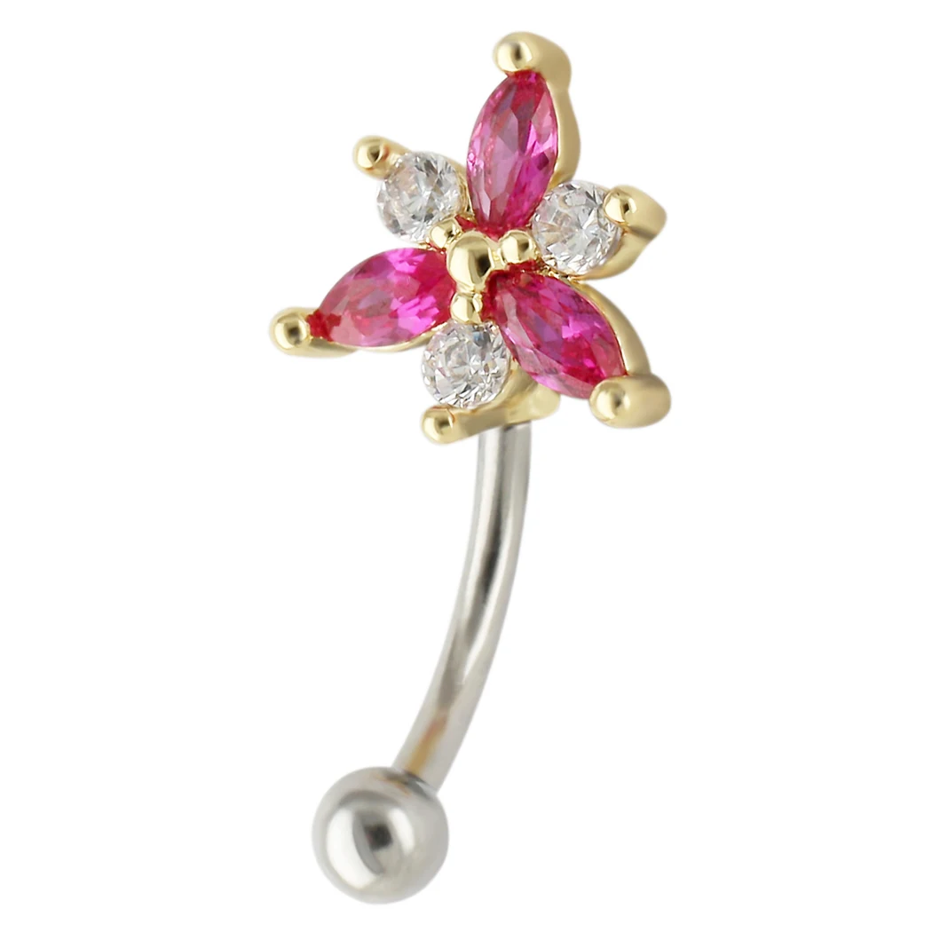 JHJT MUSI 16G кольцо для бровей 316L из хирургической стали красочные цветы CZ ювелирные