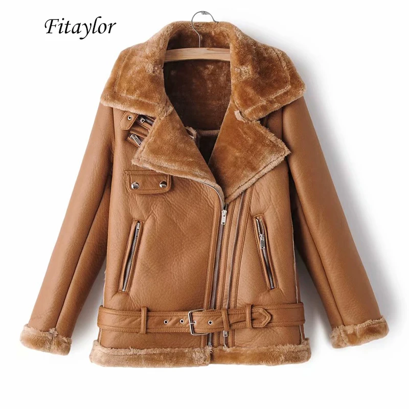 Fitaylor Winter Women Faux Lamb Leather Jacket Turndown Collar Zipper Punk Loose Overcoat Female Warm Thick With Belt Outerwear
Fitaylor Winter Women Faux Lamb Leather Jacket Turndown Collar Zipper Punk Loose Overcoat Female Warm Thick With Belt Outerwear