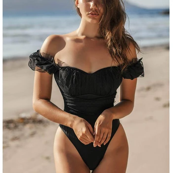 Ruffled Off Shoulder One Piece Swimsuit 2020 New Summer Ruched Monokini Ladies Bath Black Swimwear High Leg Cut Bathing Suit
Ruffled Off Shoulder One Piece Swimsuit 2020 New Summer Ruched Monokini Ladies Bath Black Swimwear High Leg Cut Bathing Suit