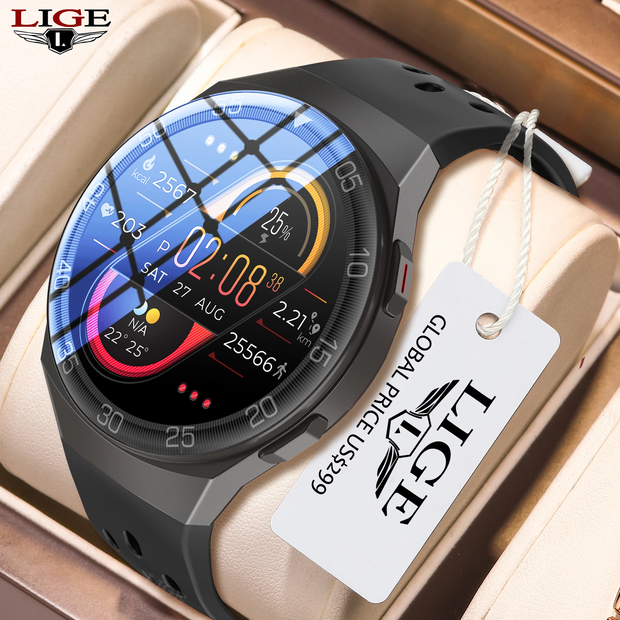 LIGE 2021 New Full Touch Screen Fitness Tracker Smart Watch Men Heart Rate Monitor Blood Pressure Smartwatch For Android iOS+Box |
