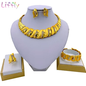 Liffly African Fashion Jewelry Sets Charm Necklace Bracelet Nigerian Crystal Earrings Ring for Women's Jewelry Wedding Jewelry
Liffly African Fashion Jewelry Sets Charm Necklace Bracelet Nigerian Crystal Earrings Ring for Women's Jewelry Wedding Jewelry