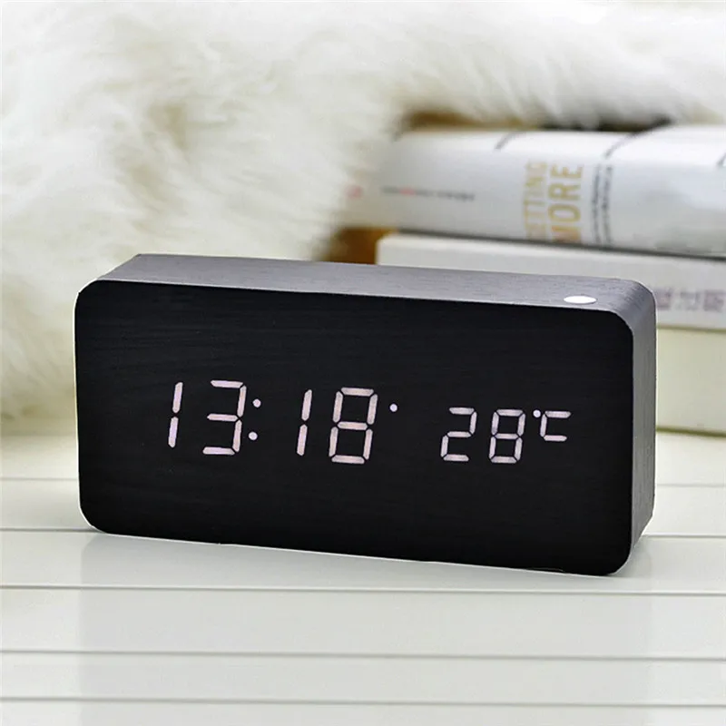 LED Wooden Alarm Clock Watch Table Voice Control Digital Wood Clock Electronic Desktop Clocks Table Decor USB/AAA Powered
LED Wooden Alarm Clock Watch Table Voice Control Digital Wood Clock Electronic Desktop Clocks Table Decor USB/AAA Powered