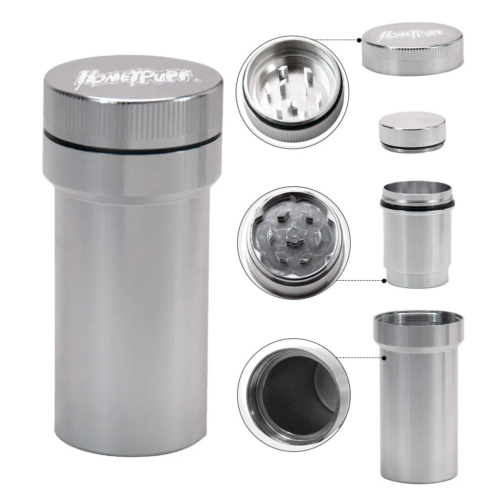 HONEYPUFF Aluminum Herb Grinder With Storage Container One To More Kit Metal Tobacco Grinder and Stash Jar Smoke Accessory
HONEYPUFF Aluminum Herb Grinder With Storage Container One To More Kit Metal Tobacco Grinder and Stash Jar Smoke Accessory