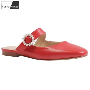 Summer Leather Square Toe Pearls Flat Half Drag Sandal Women Leisure Mules Shoes OL Ladies Comfortable Elegant Slip On Sandals
Summer Leather Square Toe Pearls Flat Half Drag Sandal Women Leisure Mules Shoes OL Ladies Comfortable Elegant Slip On Sandals