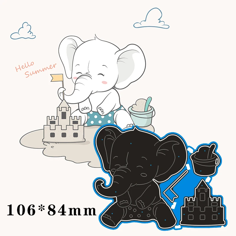 Cutting Dies Elephant&Sand Castle Metal and Stamps Stencil for DIY Scrapbooking Photo Album Embossing Paper Card 106*84mm 
Cutting Dies Elephant&Sand Castle Metal and Stamps Stencil for DIY Scrapbooking Photo Album Embossing Paper Card 106*84mm