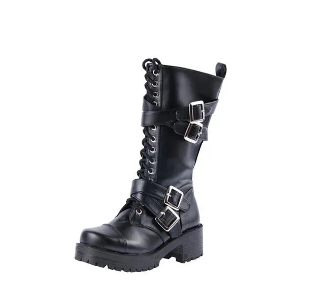 Фото Женские ботинки на высоком каблуке черные туфли-лодочки платформе с