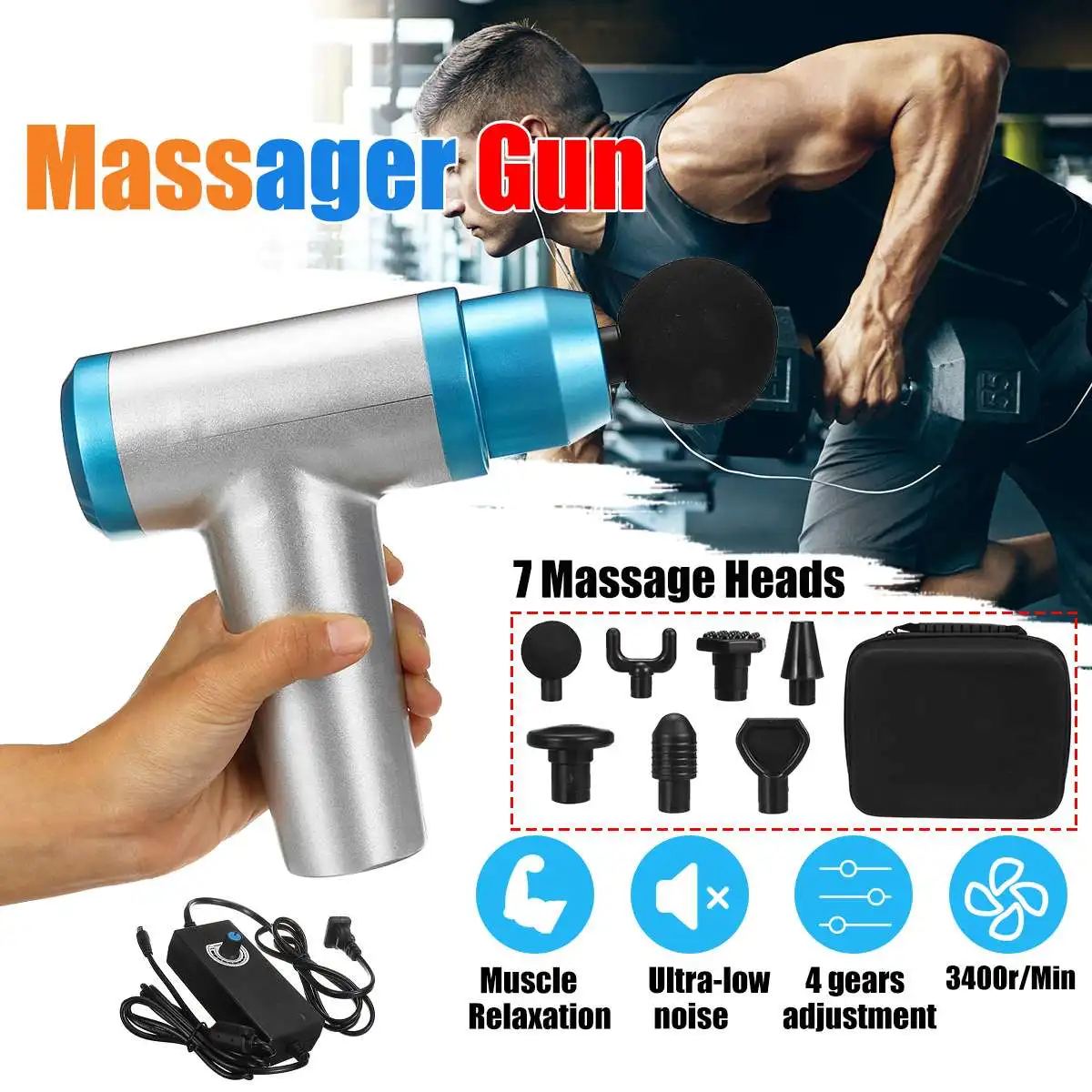 3400r/min Electronic Therapy Body Massage-Guns Muscle Pain Management Massage-Guns Body Muscle Relaxing Relief Pain With 7 head
3400r/min Electronic Therapy Body Massage-Guns Muscle Pain Management Massage-Guns Body Muscle Relaxing Relief Pain With 7 head