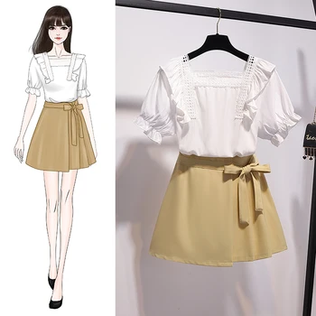 2020 Summer Puff Short Sleeve White Ruffls Blouse Shirt High Waist Irregular Skirt Two Piece Casual Sweet Suit Dress
2020 Summer Puff Short Sleeve White Ruffls Blouse Shirt High Waist Irregular Skirt Two Piece Casual Sweet Suit Dress