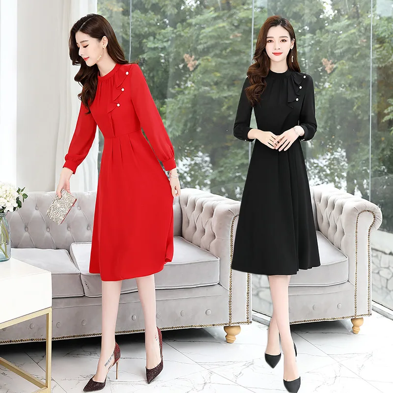Chiffon Dress Women's Mid-length 2020 Spring New Style Waist Hugging Slimming Elegant Ladies' Long Sleeve Base Skirt
Chiffon Dress Women's Mid-length 2020 Spring New Style Waist Hugging Slimming Elegant Ladies' Long Sleeve Base Skirt