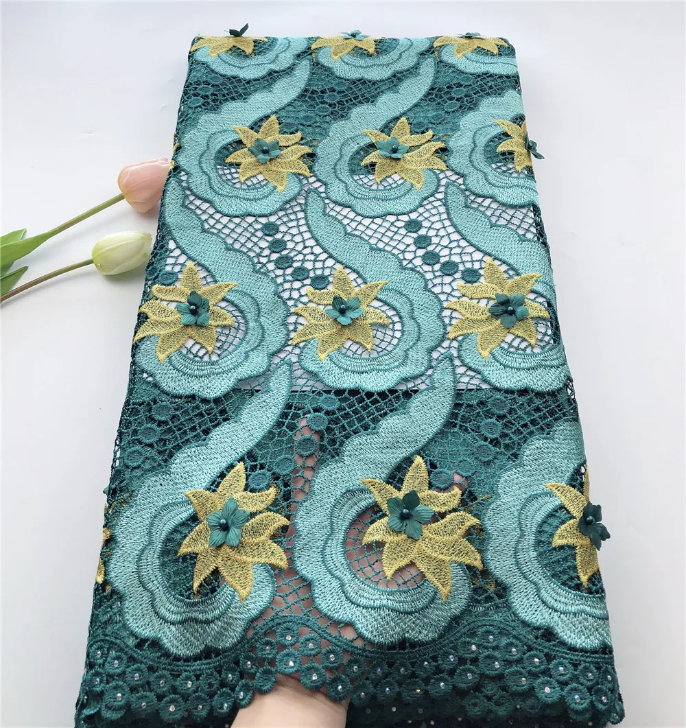 3D applique not fall off 5 yards guipure lace African cord lace fabric big heavy shine beautiful and high quality 
3D applique not fall off 5 yards guipure lace African cord lace fabric big heavy shine beautiful and high quality