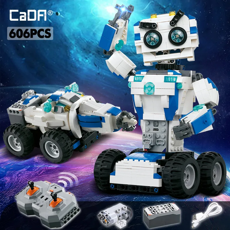 cada 606Pcs RC Robot 2 IN 1 Mode Transform Building Blocks legoingly Technic MOC Bricks Remote Control Robots car Toys For kids
cada 606Pcs RC Robot 2 IN 1 Mode Transform Building Blocks legoingly Technic MOC Bricks Remote Control Robots car Toys For kids