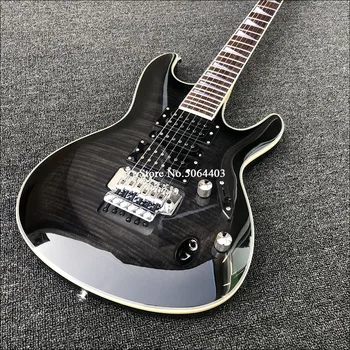 High-quality 6-string electric guitar, black tiger veneer, rose wood fingerboard, double rocking bridge, silver accessories deli
High-quality 6-string electric guitar, black tiger veneer, rose wood fingerboard, double rocking bridge, silver accessories deli