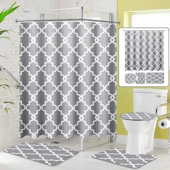 Abstract Geometric Bathroom Shower Curtain Waterproof Pedestal Rug Lid Bath Carpet Toilet Cover Bath Mat Set
Abstract Geometric Bathroom Shower Curtain Waterproof Pedestal Rug Lid Bath Carpet Toilet Cover Bath Mat Set