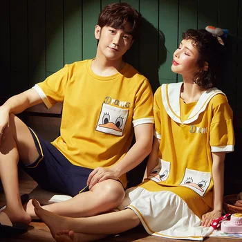 Pajama Sets Men Women Summer Couples Short Sleeved Cartoon Print Large Over Size 5XL Homewear Fashion Cute Soft O-neck Cotton 
Pajama Sets Men Women Summer Couples Short Sleeved Cartoon Print Large Over Size 5XL Homewear Fashion Cute Soft O-neck Cotton