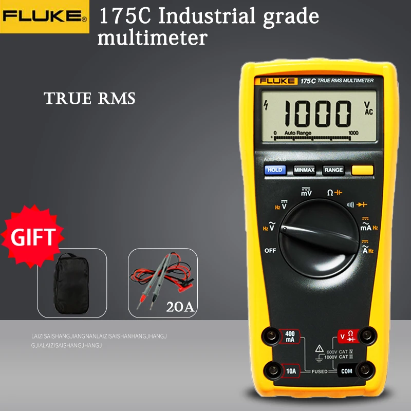 Fluke 175 175C True RMS Digital Multimeter Voltage Ohm Capacitance Frequency temperature Tester
Fluke 175 175C True RMS Digital Multimeter Voltage Ohm Capacitance Frequency temperature Tester