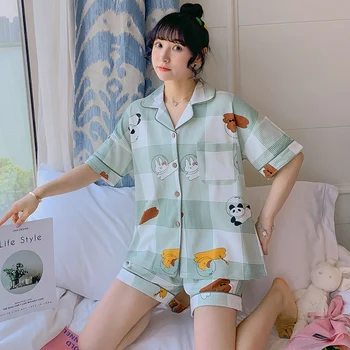 2020 Summer Cotton Short-Sleeved Shorts Lapel Suit M-XXL Pajama Sets Women Pajamas for Women woman clothes
2020 Summer Cotton Short-Sleeved Shorts Lapel Suit M-XXL Pajama Sets Women Pajamas for Women woman clothes