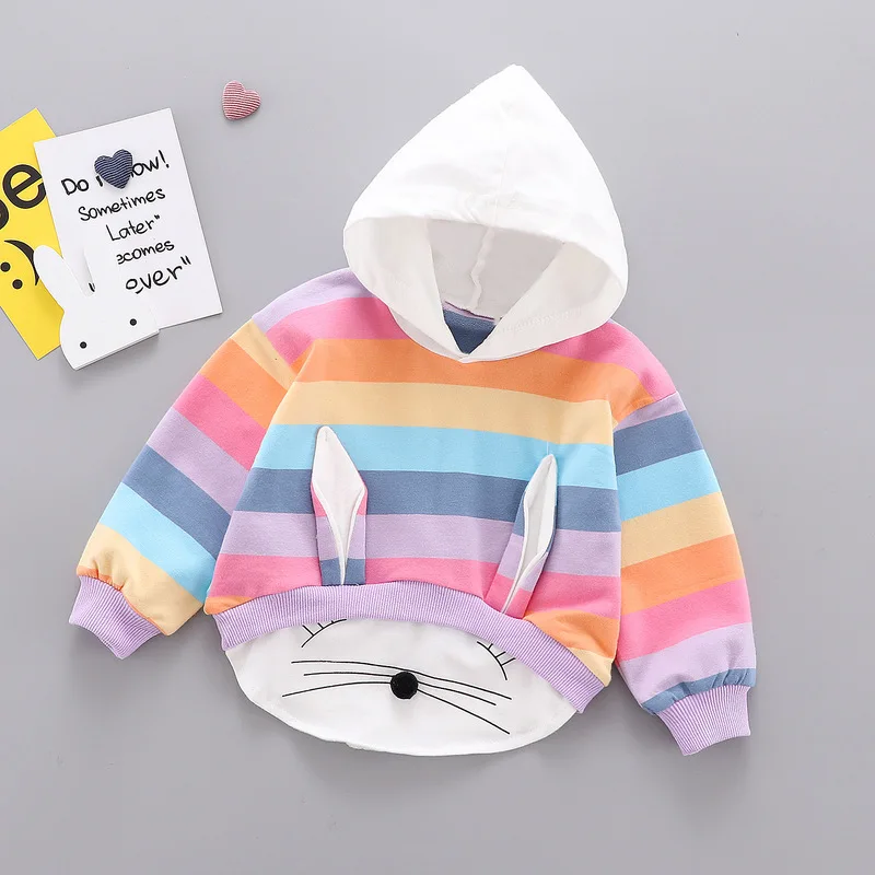2019 New Spring Fall Baby Girls Sweatshirts Hooded Colorful Striped Infant Girl Top Clothes Rabbit Ear Sweatshirt for Newborns
2019 New Spring Fall Baby Girls Sweatshirts Hooded Colorful Striped Infant Girl Top Clothes Rabbit Ear Sweatshirt for Newborns