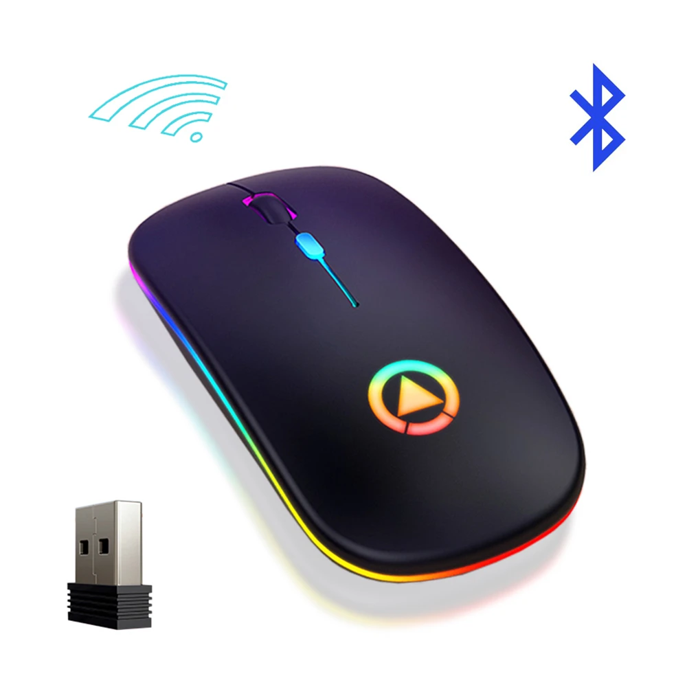 Bluetooth 5.0 2.4G Wireless Mouse Rechargeable Mouse RGB 7 color LED Backlight Silent Mice USB Optical Gaming Mouse for Laptop
Bluetooth 5.0 2.4G Wireless Mouse Rechargeable Mouse RGB 7 color LED Backlight Silent Mice USB Optical Gaming Mouse for Laptop