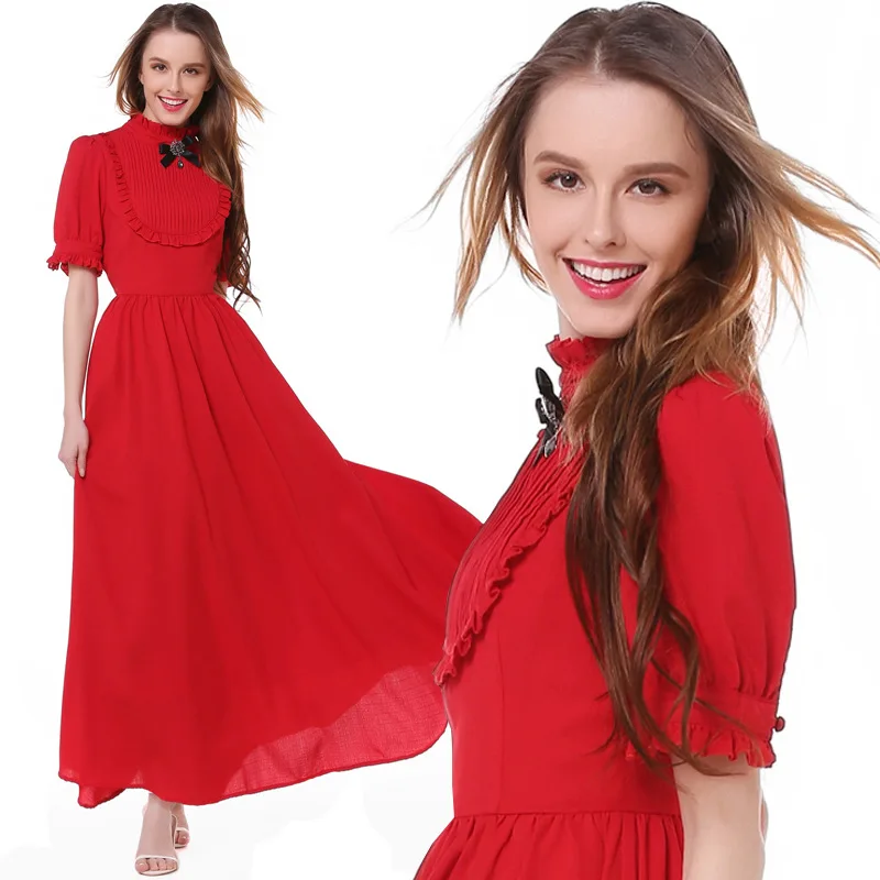 7328 # Spring New Style Retro WOMEN'S Short Sleeve Shirt Frilled Solid Color Slim Fit Big Hemline Dress Long Skirts
7328 # Spring New Style Retro WOMEN'S Short Sleeve Shirt Frilled Solid Color Slim Fit Big Hemline Dress Long Skirts