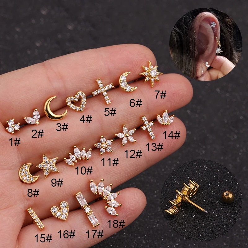 1Pcs Silver Gold Moon Star Cartilage Earring For Women Girls Fashion Cubic Zirconia Small Stud Earrings Ear Piercing Jewelry 
1Pcs Silver Gold Moon Star Cartilage Earring For Women Girls Fashion Cubic Zirconia Small Stud Earrings Ear Piercing Jewelry