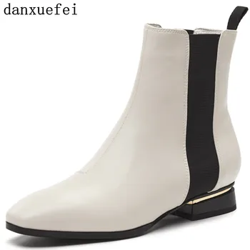 Women's genuine leather flats autumn ankle boots elastic patchwork slip-on top quality short booties round toe shoes for women 
Women's genuine leather flats autumn ankle boots elastic patchwork slip-on top quality short booties round toe shoes for women