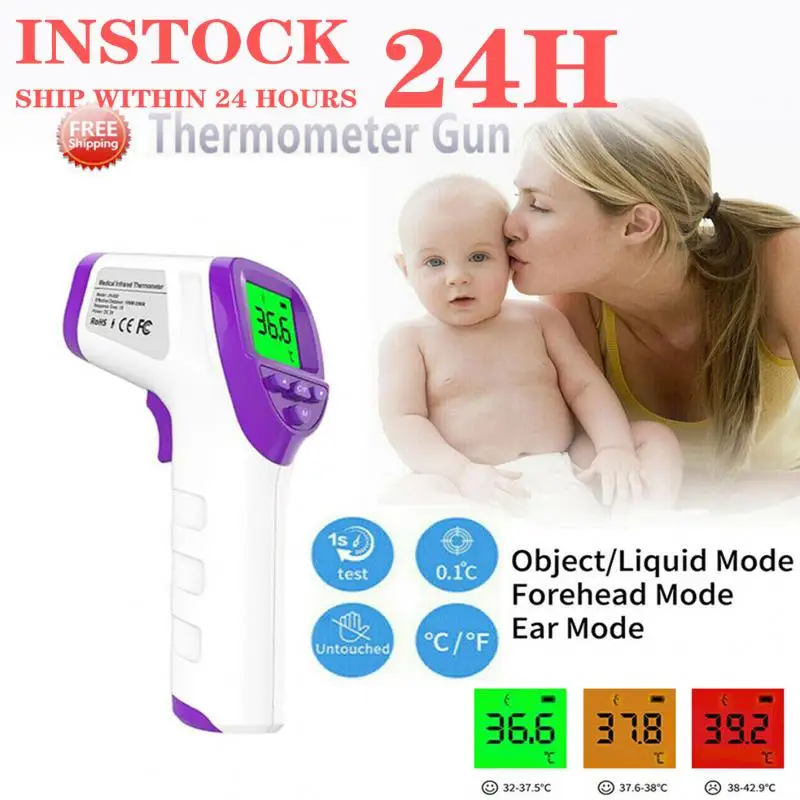 Baby/Adult Digital Thermometer Infrared Forehead Body Thermometer Gun Non-contact Temperature Measurement Device Mask FFP2
Baby/Adult Digital Thermometer Infrared Forehead Body Thermometer Gun Non-contact Temperature Measurement Device Mask FFP2