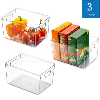 3 Pack Refrigerator Organizer Bins - Stackable Fridge Organizers with Cutout Handles for Freezer,Cabinet, Countertops
3 Pack Refrigerator Organizer Bins - Stackable Fridge Organizers with Cutout Handles for Freezer,Cabinet, Countertops