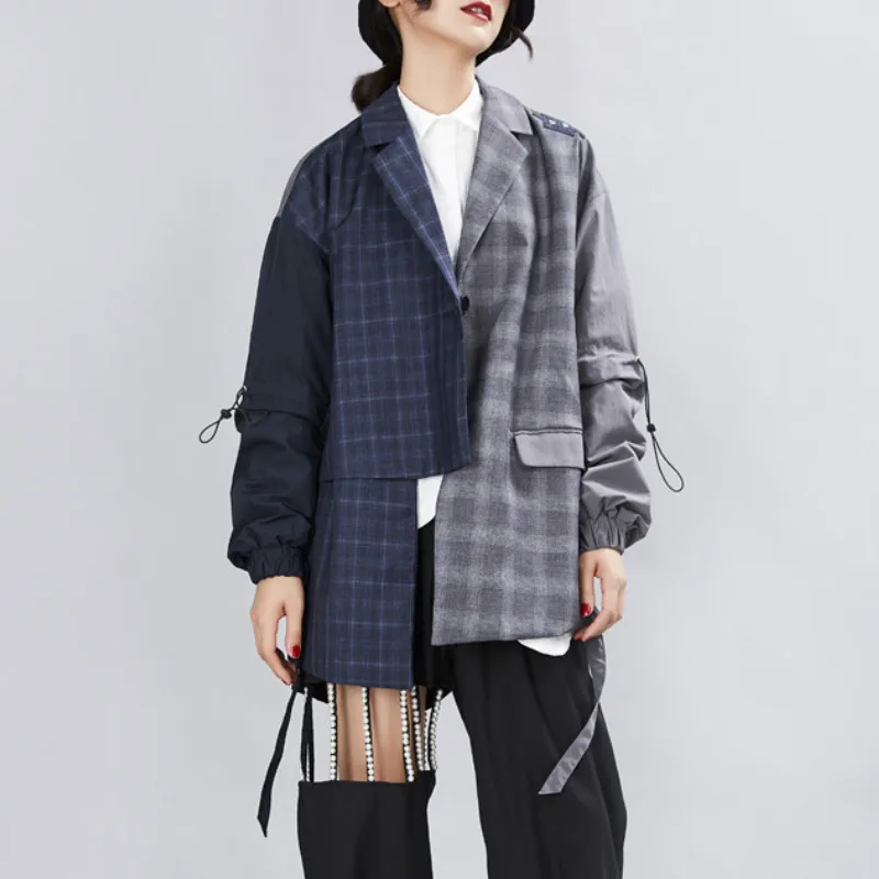 Retro Mini Woman Suits Coats Female Contrast Color Plaid Jackets Stitching Turn Down Collar Blazers Cardigan Lace Up Tops 2019
Retro Mini Woman Suits Coats Female Contrast Color Plaid Jackets Stitching Turn Down Collar Blazers Cardigan Lace Up Tops 2019