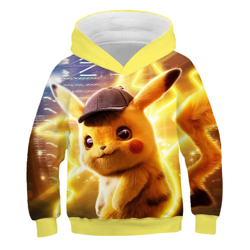 

2019 anima movie Pokemon Detective Pikachu Kids Hoodie 3D Printed Sweatshirts Outwear Children Boy/girl Cartoon Hoody Pullover