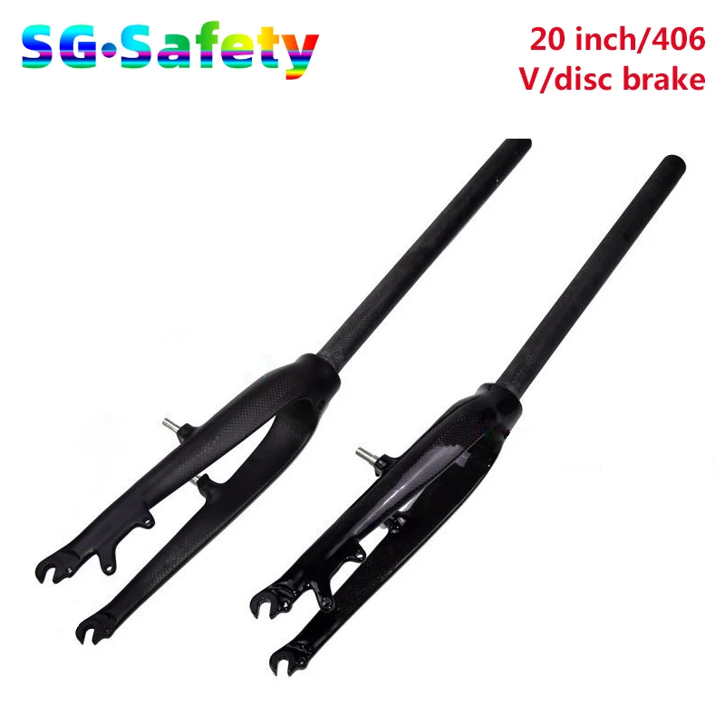 20 inch 406 full carbon fiber MTB bicycle front fork Mountain bike folding bike BMX hard fork compatible disc brake V brake fork
20 inch 406 full carbon fiber MTB bicycle front fork Mountain bike folding bike BMX hard fork compatible disc brake V brake fork