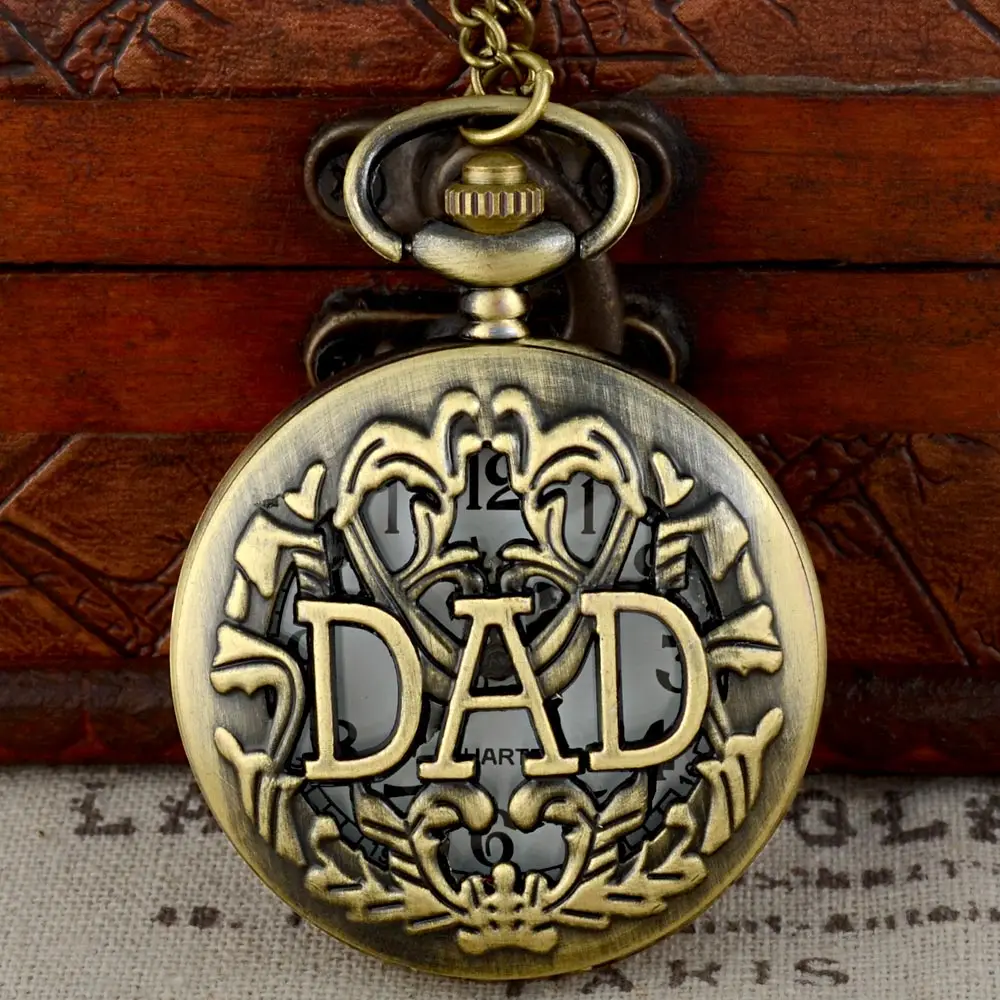 IBEINA Retro Bronze DAD Hollow Quartz Pocket Watch Chains Antique Men Pendant Necklace Clock Father's Day Gift
IBEINA Retro Bronze DAD Hollow Quartz Pocket Watch Chains Antique Men Pendant Necklace Clock Father's Day Gift