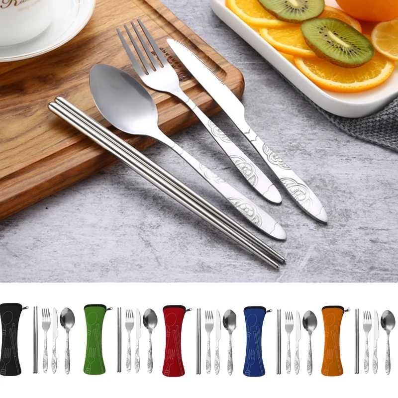 4 Pcs/Set Tableware Cutlery Fork Spoon Chopsticks Stainless Steel Travel Ourdoor Camping Tools
4 Pcs/Set Tableware Cutlery Fork Spoon Chopsticks Stainless Steel Travel Ourdoor Camping Tools