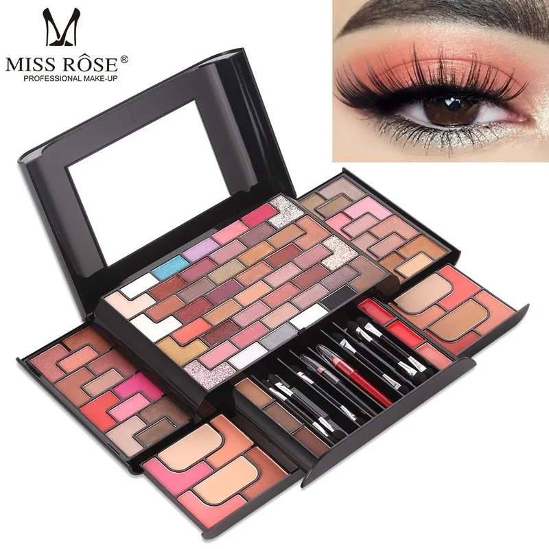 

MISS ROSE Makeup Kit Full Professional Eyeshadow Blush Eyebrow Palette 68 Colors Matte Shimmer Blush Powder Pigments Make Up Set