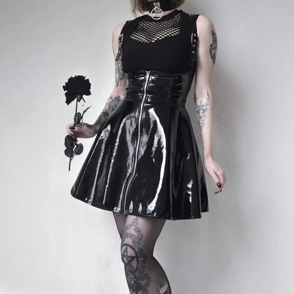 Leather Nightclub Sexy Dress Women's Fashion Punk Ladies Straps With Patent gothic sukienki bodycon dress vestidos de fiesta
Leather Nightclub Sexy Dress Women's Fashion Punk Ladies Straps With Patent gothic sukienki bodycon dress vestidos de fiesta