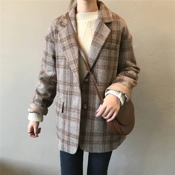 Plaid Woom Warm Women Blazer Vintage Button Loose Plus size Casual Tops Blazers Lady Long Sleeve Pockets Outwear Female Clothing
Plaid Woom Warm Women Blazer Vintage Button Loose Plus size Casual Tops Blazers Lady Long Sleeve Pockets Outwear Female Clothing