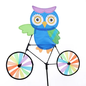 

3D Animal Owl on Bike Windmill Pinwheel Whirligig Kids Toys Garden Lawn Party Outdoor Decor Windmill Toys Gift For Children