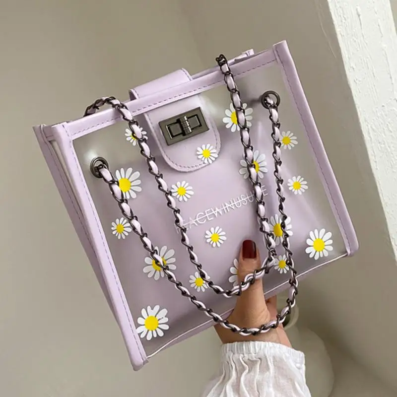 Mobile Phone Women Shoulder Bag Party Fashion Chain Strap With Purses Daisy Printed Crossbody PU Gift Transparent Handbag Clutch
Mobile Phone Women Shoulder Bag Party Fashion Chain Strap With Purses Daisy Printed Crossbody PU Gift Transparent Handbag Clutch