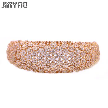 JINYAO Luxury Yellow Gold Color Flowers Round AAA Zircon Pave Cuff Bangle Bracelets For Women African/Arab Wedding Party Jewelry
JINYAO Luxury Yellow Gold Color Flowers Round AAA Zircon Pave Cuff Bangle Bracelets For Women African/Arab Wedding Party Jewelry