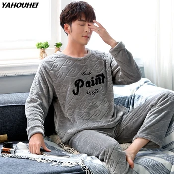 2019 Winter Thick Warm Flannel Pajamas Sets For Men Long Sleeve Coral Velvet Pyjama Male Letter Print Sleepwear Homewear Clothes
2019 Winter Thick Warm Flannel Pajamas Sets For Men Long Sleeve Coral Velvet Pyjama Male Letter Print Sleepwear Homewear Clothes